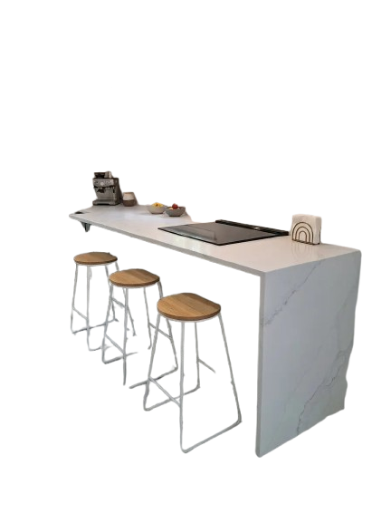 Breakfast bar stone overhang seating area