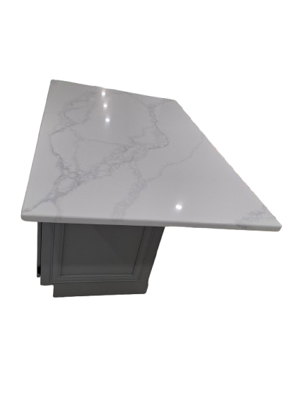Stone kitchen island with polished edge